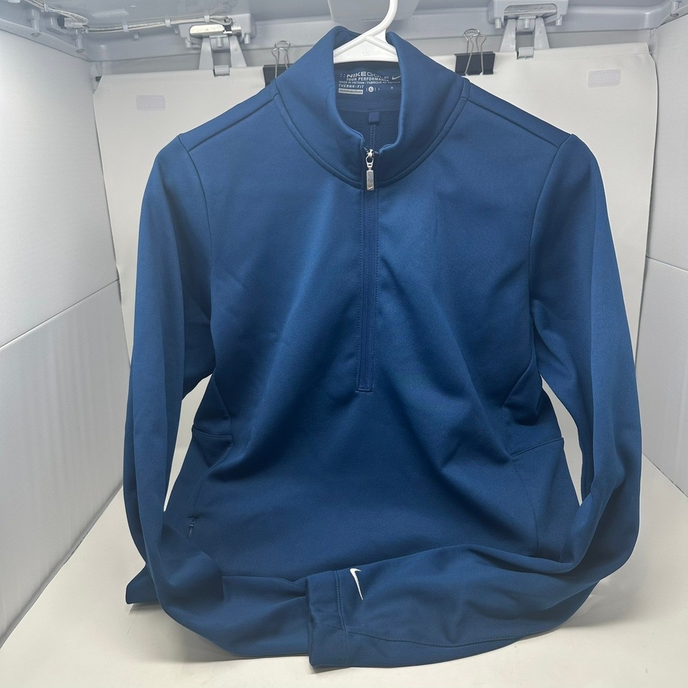 Nike Pullover Women L Blue Tour Performance Therma-FIT 1/2 Zip 483707-450 Golf